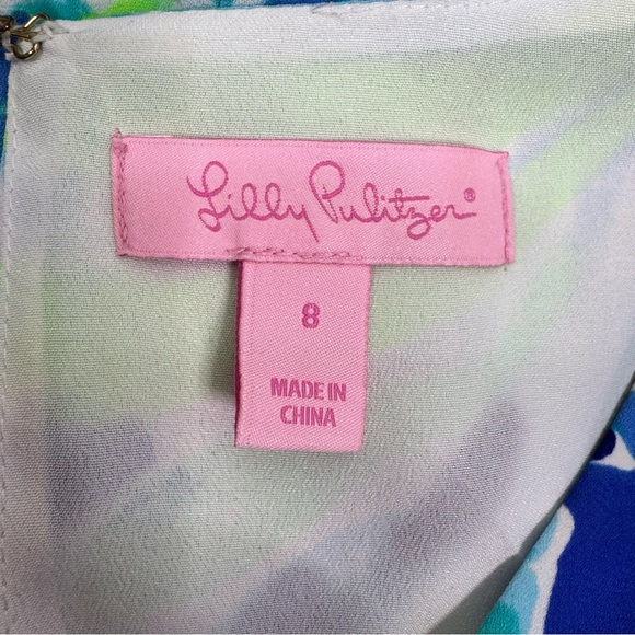 LILLY PULITZER Floral Tropical Print Long Sleeve Midi Dress BLUE / SIZE 8 - Picture 12 of 14